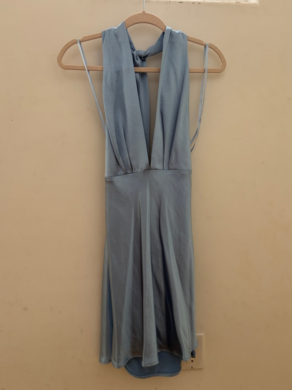 blue halter mini dress